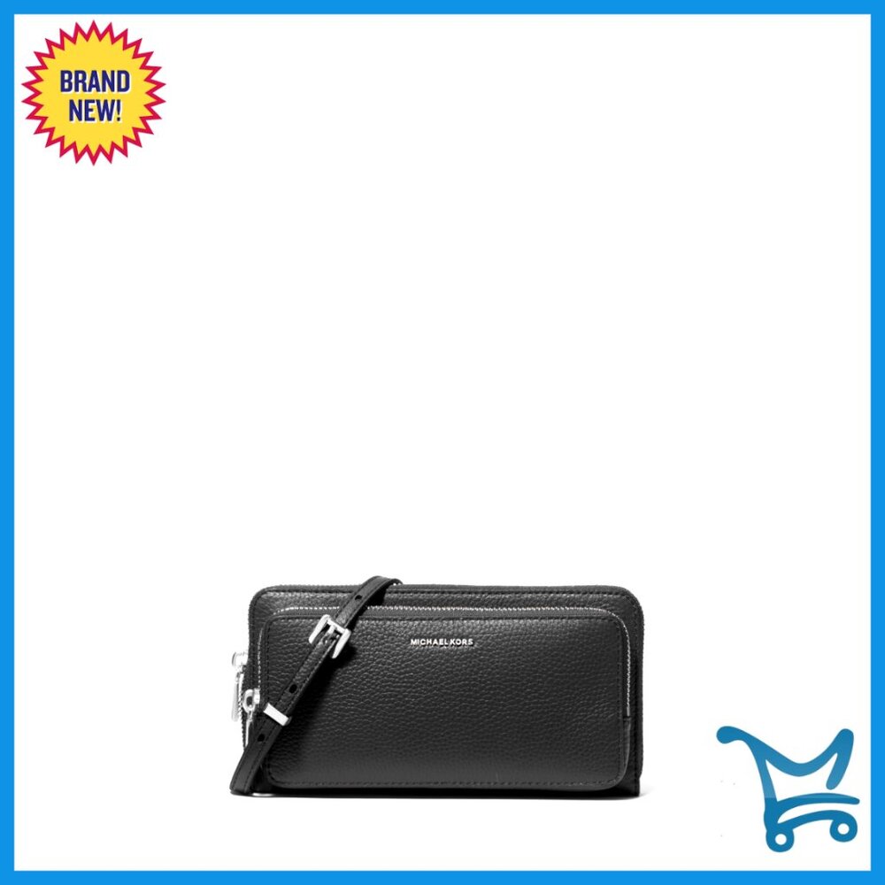Large Continental Crossbody Wallet In Pebbled Leather